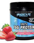 Healthy N Fit 100% EGG PROTEIN- Strawberry (12oz): 100% Egg White Protein PLUS Natural Peptides. Naturally Sweetened, Zero Carb, Keto, Paleo Friendly