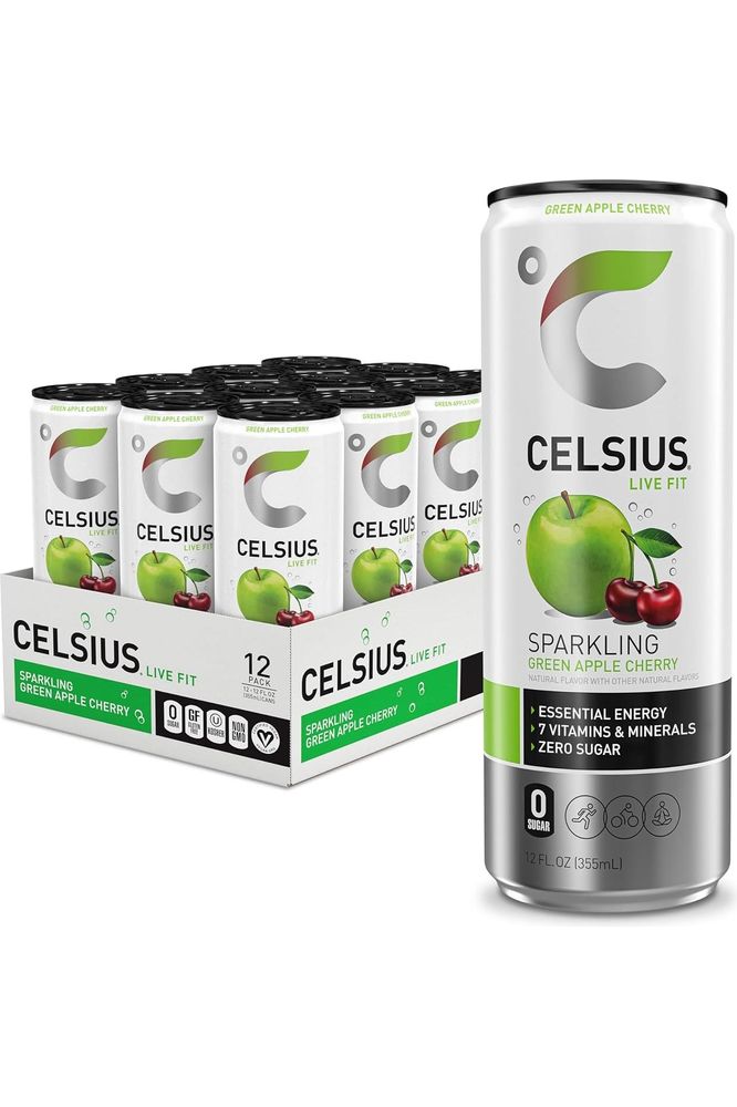 CELSIUS Sparkling Green Apple Cherry - 12 Fl Oz (Pack of 12)