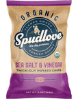 SpudLove Organic Thick-Cut Potato Chips Sea Salt & Vinegar | 5 oz Bag