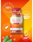 Carlyle Vitamin D3 Gummies | 10,000 iu | 180 Count | Vegetarian, Non-GMO, and Gluten Free Formula | High Potency Vitamin D Supplement | Natural Peach Flavored Gummies