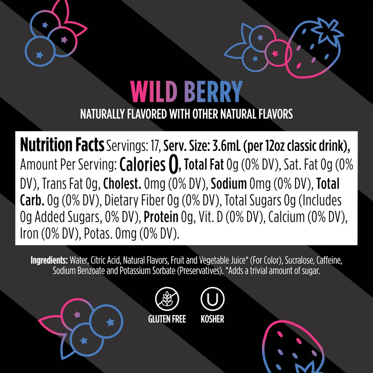 Ninja Thirsti Flavored Water Drops ENERGY With Invigorating Caffeine Wild Berry Zero Calories Zero Sugar 207 Fl Oz Makes 17 12oz Drinks 3 Pack WCFWDBRAM