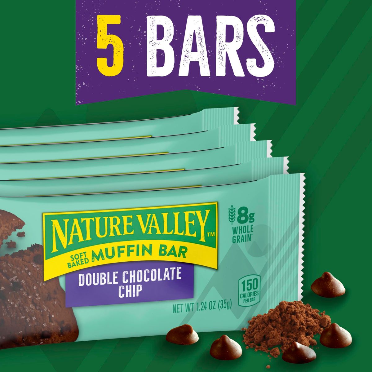 Nature Valley Soft Baked Muffin Bars Double Chocolate Chip Made With Whole Grain 5 Count 62 oz