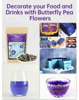 TeeLux Butterfly Pea Flower Tea NonGMO Pure Natural Butterfly Pea Tea Premium Dried Butterfly Pea Flower for Blue  Purple Drinks and Food Coloring 176 Oz