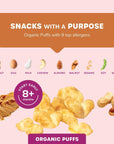 Ready, Set, Food! Organic Puffs | Peanut Butter (2 Pack) | Organic Baby Toddler Puffs with 9 Top Allergens | No Sugar Added