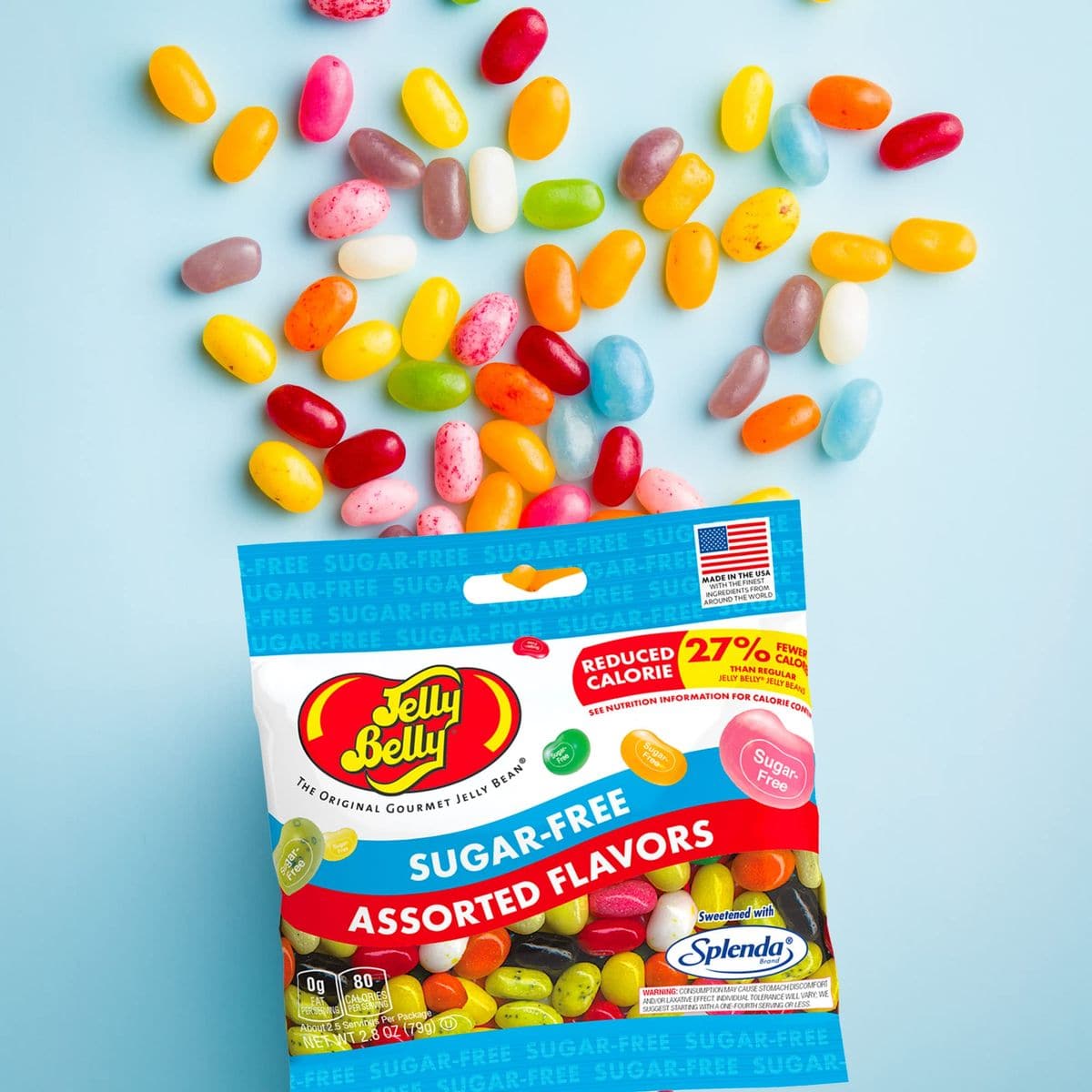 Sugar Free Jelly Beans SugarFree Chewy Candies in Assorted Fruity Flavors Low Calorie Shareable Sweet Snacks 28 ounce bags Pack of 3