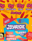 JOYRIDE SugarFree Gummies  Keto Candy with Zero Sugar  9g Net Carbs  Low Calorie Vegan Snack with No Sugar Alcohols ZERO Sugar Berry Gummy Guppies 17oz Pack of 8