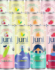 Juni Sparkling Tea with Adaptogens Zero Sugar 5 Calories Organic Iced Tea Natural Caffeine from Green Tea Vegan Adaptogen Drink 12 Fl Oz Cans Variety Pack 12Pack