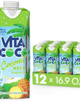 Vita Coco Coconut Water Naturally Hydrating Electrolyte Drink Smart Alternative to Coffee Soda and Sports Drinks Gluten Free Pineapple 169 Fl Oz Pack of 12 2028 Fl Oz