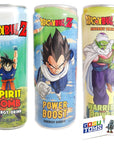 Dragon Ball Z Energy Drinks 3 Pack Spirit Bomb Goku Warrior Power Piccolo Power Boost Vegeta with 2 Gosutoys Stickers