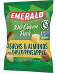 Emerald Nuts Cashews and Almonds with Dried Pineapple 7 Ct 1Pack 100Calorie Individual Packs of Mixed Nut Blend and Dried Fruit