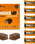 WAKE UP Caffeinated Chocolate Protein Bars Gluten Free Vegan 350mg of Caffeine Energy Kosher to help Boost Focus and Clarity 1 Bar  3 Espressos 6 Pack