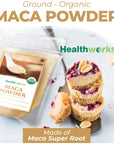 Healthworks Maca Powder Raw 32 Ounces  2 Pounds  Certified Organic Flour Use  Keto Vegan  NonGMO  Premium Peruvian Origin  Breakfast Smoothies Baking  Coffee