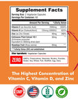 Happi Mi Nutrition Vitamin C 2000MG, Zinc 40 mg, Vitamin D3 5000 IU, Echinacea Extract, Rose Hip, Immune Support for Adults & Kids, Immune Booster,120 Vegan Caps, 60 Day Supply, Non GMO, No Filler