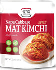 JONGGA Spicy Napa Cabbage Kimchi Pack of 8 Shelf Stable Mat Kimchi Spicy Korean Authentic Fermented Pickled Cabbaged Kimchi Perfect with Ramen Noodles and Rice