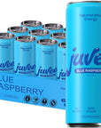 Juvee Rejuvenating Energy Drink. Blue Raspberry. Sugar Free Energy Drinks. Taurine, Vitamin B12, Vitamin B6. 128 Mg Of Caffeine. L-Theanine For Mood Support. Panax Ginseng For Focus. Vitamin C For Immune Support. Gluten Free 12 Fl Oz (Pack of 12)