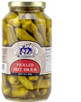 Amish Wedding Hot and Mild Pickled Okra Variety Pack 32 Ounces Pack of 2