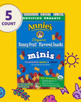 Annie's Organic Mini Bunny Fruit Snacks, Gluten Free, 5 ct, 4 oz (Pack of 10)