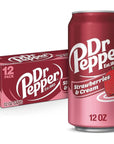 Dr Pepper Strawberries and Cream Soda - 12 fl oz cans, 12 Pack