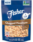 Fisher Chopped Hazelnuts 452 oz Raw Shelled Unsalted Nuts for Cooking Baking or Snacking Resealable Bag Naturally Gluten Free Vegan Keto Plant Based Protein