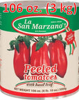 Large Can La San Marzano Peeled Plum Tomatoes in Puree with Basil Leaf 106 oz 10 Can Premium Quality 100 Product of Italy Authentic Italian Flavor