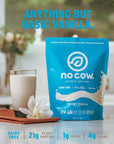 No Cow Vegan Protein Powder, Vanilla, 21g Plant Based Protein, Recyclable Bag, Dairy Free, Soy Free, No Sugar Added, Keto Friendly, Gluten Free, Naturally Sweetened, Non GMO, Kosher, 1.74 Pound