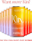 Kin Spritz by Kin Euphorics Non Alcoholic Spirits Ready to Drink Adaptogen Nootropic Botanical Fresh Citrus Hibiscus Caffeine Rhodiola Rosea 8 Fl Oz 8pk