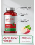 Apple Cider Vinegar Capsules | 1800mg | 200 Pills | Non-GMO, Gluten Free Supplement | by Horbaach