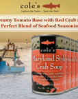 Coles Maryland Style Crab Soup with Vegetables Creamy Tomato Base with Red Crab and Perfect Blend of Seafood Seasoning SemiCondensed Soup