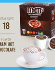 PALM AND PLENTY Hot Chocolate K Cups  Marshmallow Bundle  M  Ms Milk Chocolate Flavor 18 Count Pods Compatible with Keurig Coffee Maker  Marshmallow Bits Pack