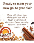 Grandy Organics Vanilla Cinnamon Granola 10 Pound Bulk Bag Certified Organic Gluten Free NonGMO Kosher Plant Based Protein Granola