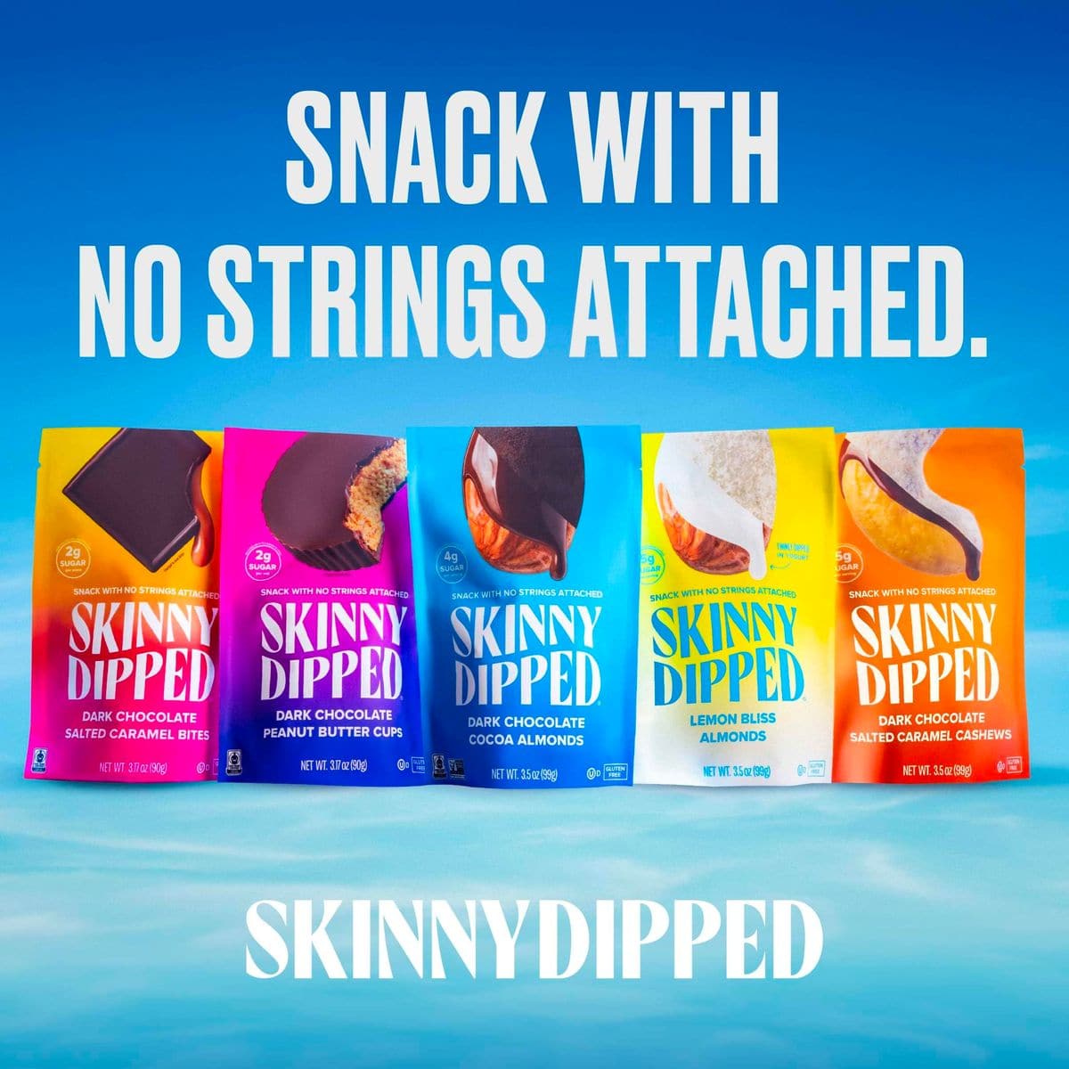 SkinnyDipped Dark Chocolate Salted Caramel Bites 2g Sugar per Piece Keto Friendly No Palm Oil Gluten Free 4 Pack