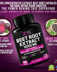 Beet Root Extract Capsules - 12000mg 20x Concentrated Beet Root Capsules Supplement w/Black Pepper - High Nitrates - Natural Nitric Oxide Booster - Highly Concentrated & Bioavailable -180 Veggie Caps