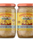 Manischewitz Whitefish  Pike Gefilte Fish in Liquid Broth 24oz 2 Pack All Natural Packed with Protein No Added MSG Kosher for Passover