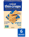 Triscuit Thin Crisps Original Whole Grain Wheat Crackers Vegan Crackers 6  71 oz Boxes