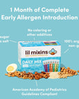 Lil Mixins Early Allergen Introduction Powder, Daily Mix | Peanut, Egg, Cashew, Walnut, Almond, Soy, Sesame Mix-Ins for Infants & Babies 4-12 Mon. Old, 1 Month Supply