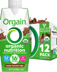 Orgain Organic Nutritional Protein Shake, Creamy Chocolate Fudge - 16g Grass Fed Whey Protein, Meal Replacement, 20 Vitamins & Minerals, Gluten & Soy Free, 11 Fl Oz (Pack of 12) (Packaging May Vary)