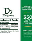 Nature's Bounty Vitamin D3 1000 IU Softgels, Immune Support, Promotes Healthy Bones, 350 Ct