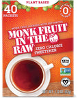 MONK FRUIT IN THE RAW, Natural Monk Fruit Sweetener w/ Erythritol, Sugar-Free, Keto, Gluten Free, Zero Calorie, Low Carb, Vegan Sugar Substitute, 40 Count Packets (Pack of 1)