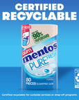 Mentos Pure Fresh Sugar-Free Chewing Gum with Xylitol, Fresh Mint, in a recyclable 90% Paperboard Bottle, 80 Piece