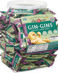 Gin Gins Chewy Ginger Candy Bulk Pack  45 Pounds of Individually Wrapped Candies in Reusable Plastic Tub  Gluten Free and Vegan Ginger Chews 275 Pieces 72 Ounces