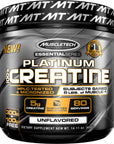 Creatine Monohydrate Powder MuscleTech Platinum Pure Micronized Muscle Recovery + Builder for Men & Women Workout Supplements Unflavored (80 Servings)