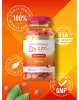 Carlyle Vitamin D Gummies | 5000iu | 180 Count | Vegetarian, Non-GMO, and Gluten Free Formula | High Potency Vitamin D3 Supplement | Natural Peach Flavored Gummy