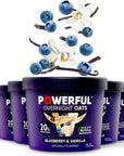 Powerful Overnight Oats Oatmeal Cup, High Protein, Whole Grain, Kosher, Natural Ingredients, 20g Protein, Blueberry and Vanilla, 6 Pack