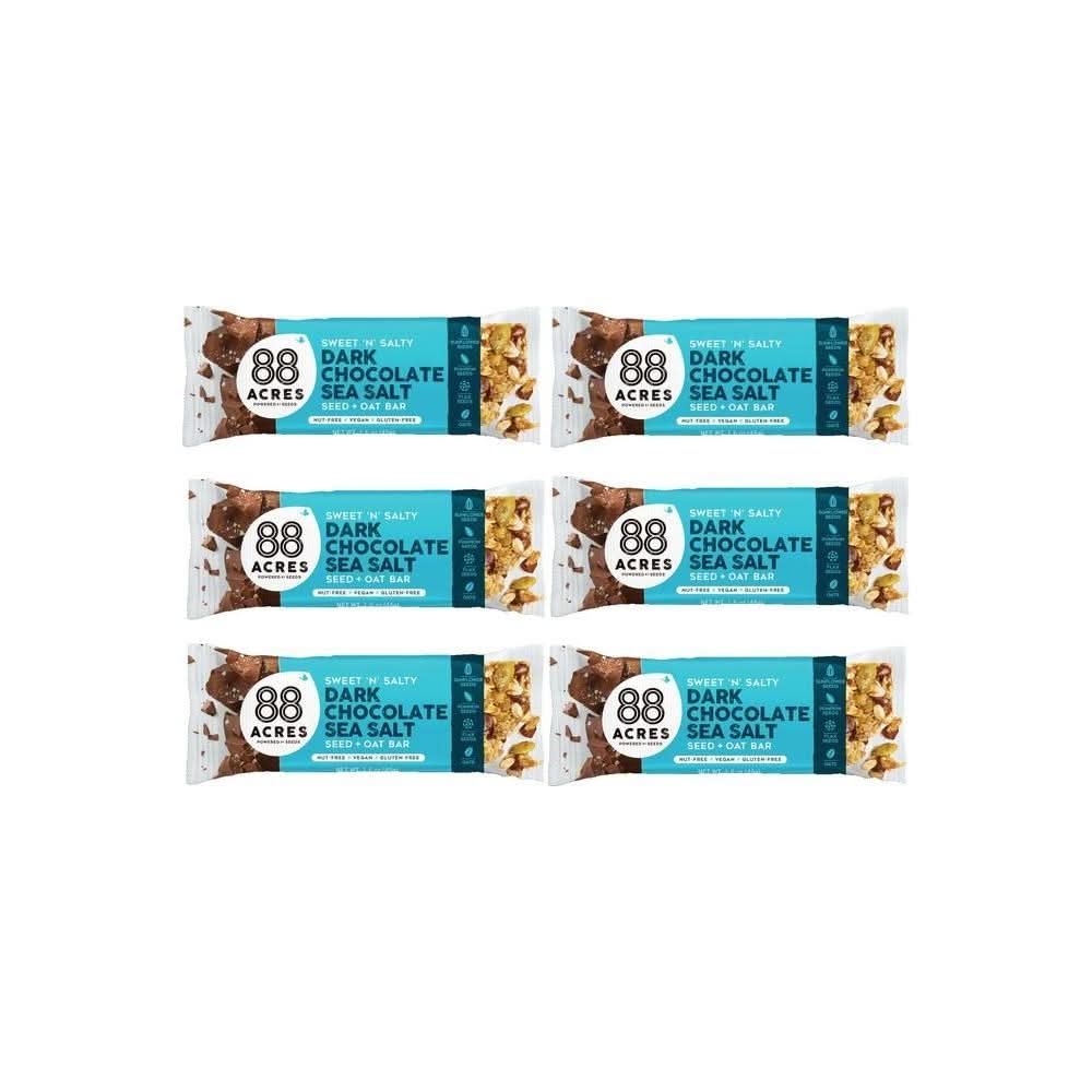 88 Acres Granola Bars Gluten Free NutFree Oat and Seed Snack Bar Vegan Non GMO 6 Pack Dark Chocolate Sea Salt - Whlsome - Cereal