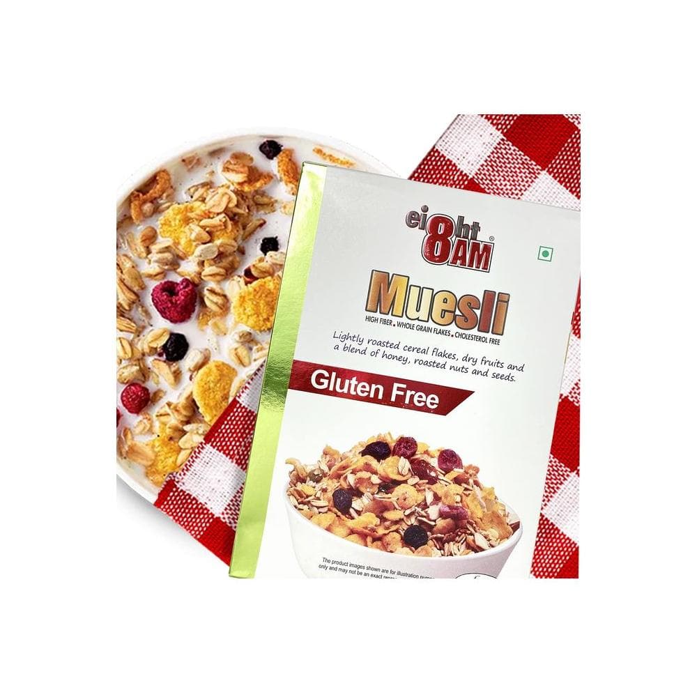 8AM Muesli Gluten Free Dry Fruits and a Blend of Honey Roasted Nuts and Seeds - Whlsome - Breakfast Foods