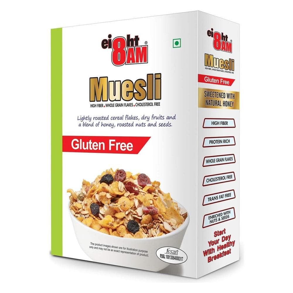 8AM Muesli Gluten Free Dry Fruits and a Blend of Honey Roasted Nuts and Seeds - Whlsome - Breakfast Foods