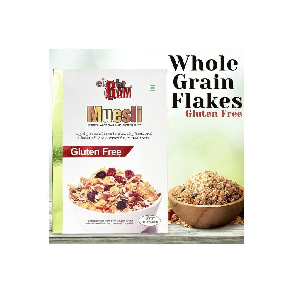 8AM Muesli Gluten Free Dry Fruits and a Blend of Honey Roasted Nuts and Seeds - Whlsome - Breakfast Foods