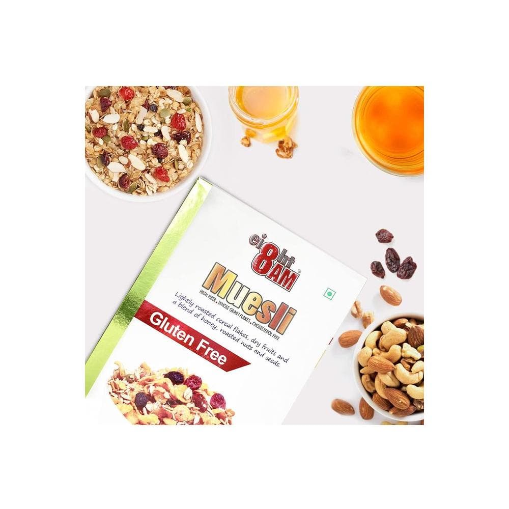 8AM Muesli Gluten Free Dry Fruits and a Blend of Honey Roasted Nuts and Seeds - Whlsome - Breakfast Foods