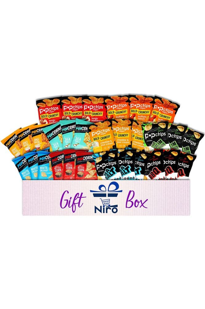 Popcorners and Popchips Variety Snack Pack - 30 Count Box Bulk with Tangy Barbeque pop chips, Buffalo Ranch, and Cheddar &amp; Sour Cream, Sea Salt, Bbq, and Sour Cream &amp; Onion, Kettle Corn, White Cheddar, Sea Salt and Spicy Queso | Niro Assortment