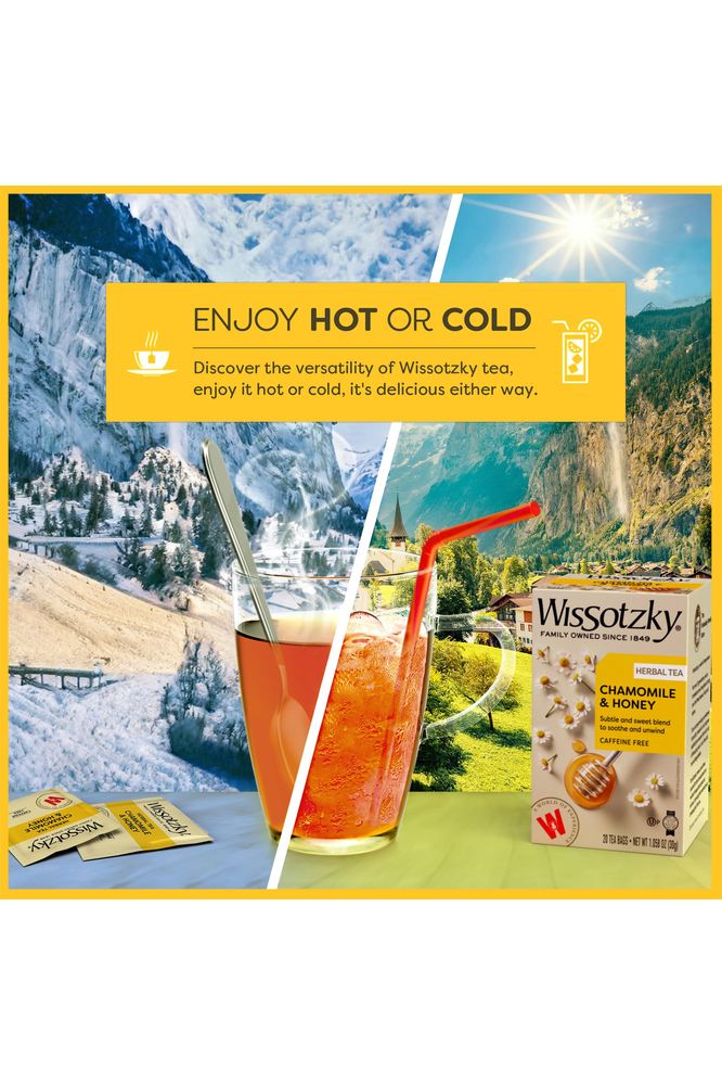 Wissotzky Chamomile  Honey Herbal Tea 3 Pack  60 Tea Bags  Soothing Blend  Caffeine Free Tea  Relaxation